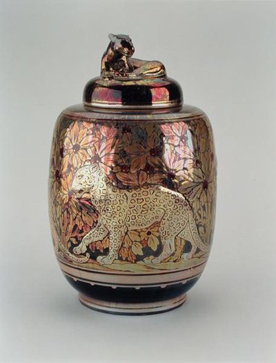 Glanzvase und Deckel, Pilkington Royal Lancastrian von Richard Joyce