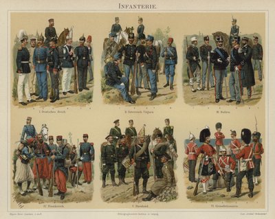 Infanterie europäischer Armeen (Farblithografie) von Richard Knotel