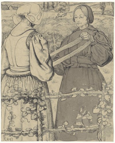 Huizer Mädchen, die Garn wickeln von Richard Nicolaüs Roland Holst