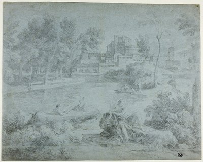 Italienische Landschaft mit Badenden von Richard Wilson