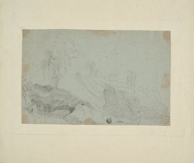 Felsige Landschaft mit stehender Figur von Richard Wilson