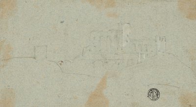 Skizze einer Festung auf einem Hügel von Richard Wilson