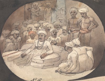 Skizze von Mahaji Sindia in seinem Zelt von Robert Mabon