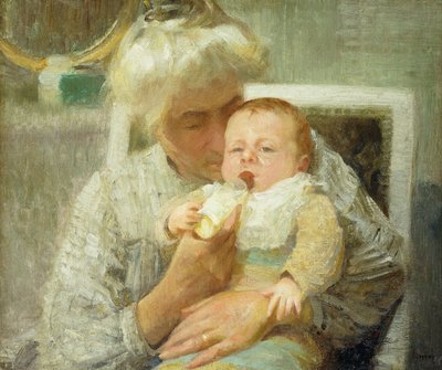 Die Flasche des Babys von Robert William Vonnoh