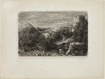 Badende in einem Bergpool von Rodolphe Bresdin