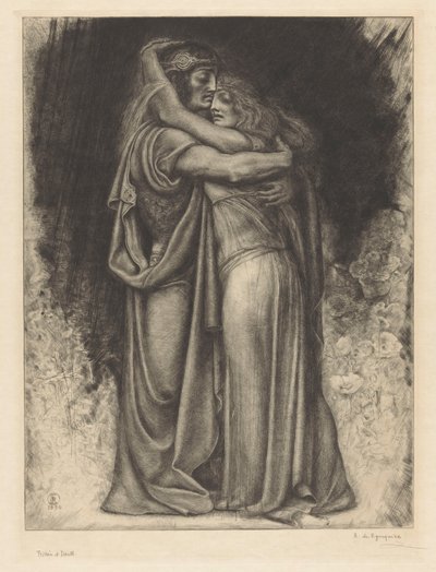 Tristan und Isolde in Umarmung von Rogelio de Egusquiza