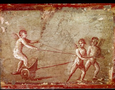 Putten spielen mit einem Wagen von Roman