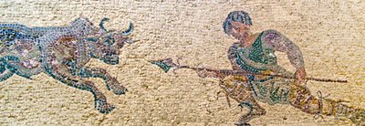 Jagdszene, Haus des Dionysos, Paphos, Zypern (Mosaik) von Roman