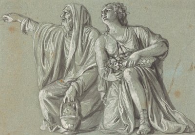 Zwei kniende Figuren mit Opfergaben von Roman 18th Century
