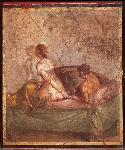 Fresko mit erotischem Motiv, aus Pompeji, Italien von Roman Roman