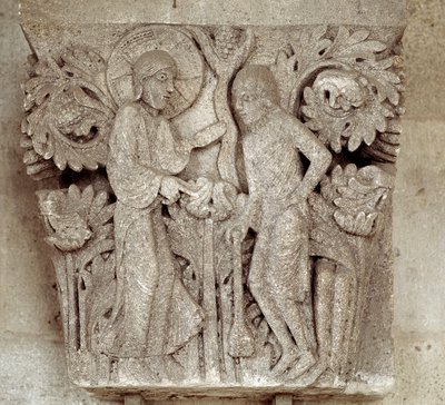 Gott und Kain (geschnitztes Kapitell) von Romanesque