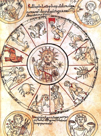 Die Sonne umgeben von den Tierkreiszeichen von Romanesque
