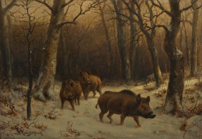 Wildschweine im Schnee, ca. 1872-1877 von Rosa Bonheur
