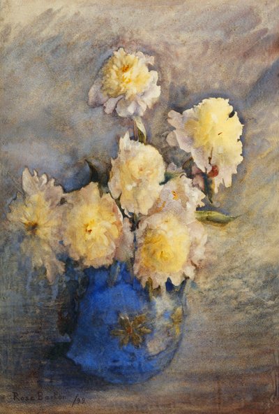 Pfingstrosen in einer blauen Vase von Rose Maynard Barton