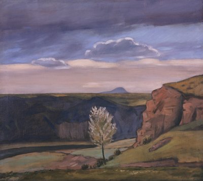 Blick von Žalov auf den Říp-Berg von Rudolf Vejrych