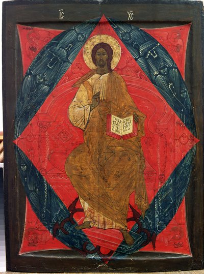 Christus in Majestät (Tempera auf Holztafel) von Russian School