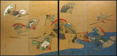Fächer und Strom von Sakai Hoitsu