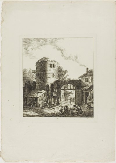 Prozession durch ein rustikales Tor von Salomon Gessner