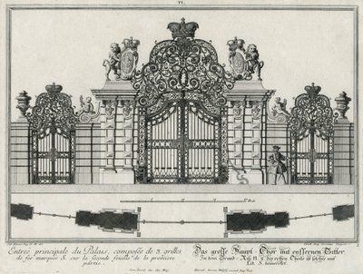 Grund- und Aufriss des Haupteinfahrtstores von Salomon Kleiner