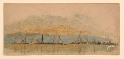 Dampfer und Schiffe auf einem Fluss von Samuel Colman