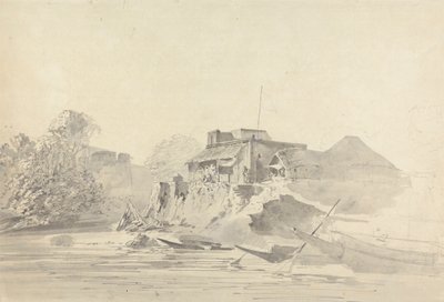 Flusslandschaft mit einheimischen Gebäuden von Samuel Davis