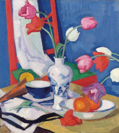 Roter Stuhl und Tulpen, ca. 1919 von Samuel John Peploe