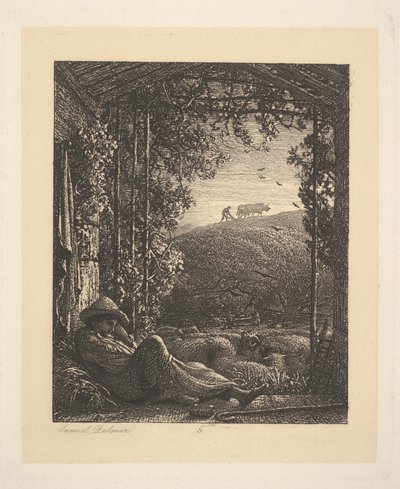 Der schlafende Hirte, früher Morgen, 1857 von Samuel Palmer