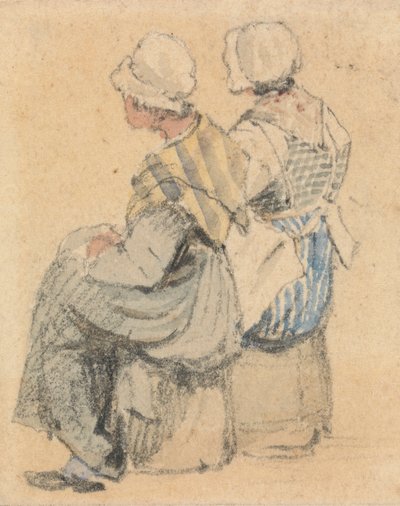 Zwei sitzende Bauernmädchen von Samuel Prout