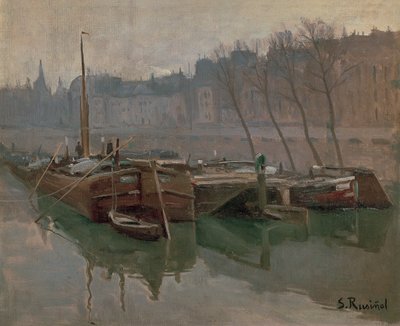 Boote auf der Seine von Santiago Rusiñol