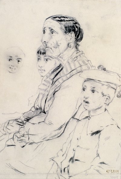 Studie einer Frau und Kinder von Santiago Rusiñol