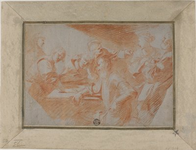 Gruppe von Figuren um einen Tisch von Sébastien Bourdon