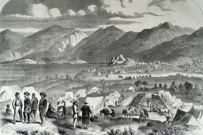 Lager der Sikh-Kavallerie in Cowloong von School Chinese
