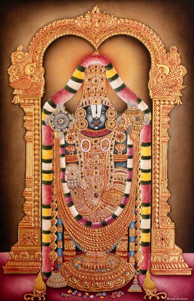 Miniaturmalerei auf Papier von Tirupati Balaji von School Indian