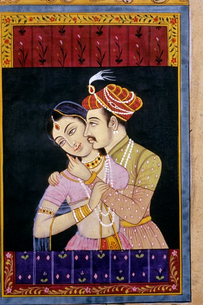 Mogul-Miniaturmalerei, Liebesszene von School Indian