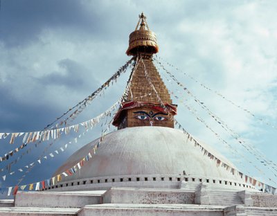Ansicht der buddhistischen Stupa, 8. Jahrhundert von School Nepalese