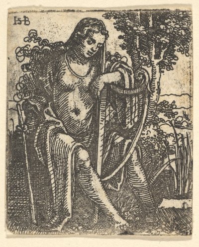 Frau mit Harfe, 1520-25 von Sebald Beham