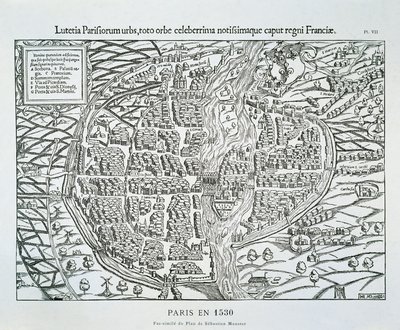 Stadtplan von Paris, ca. 1530 (Holzstich) von Sebastian (after) Münster