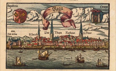 Riga aus der Cosmographia, ca. 1568 von Sebastian Munster