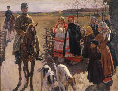 Jäger mit Borzois, 1913 von Sergei Arsenevich Vinogradov