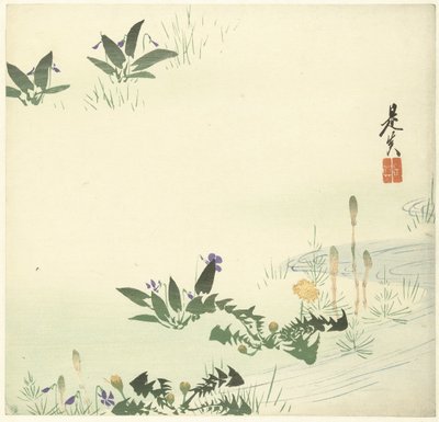 Frühlingsblumen an einem Bach von Shibata Zeshin