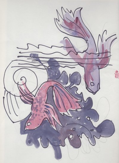 Fischstudie, um 1970 von Shirley Markham