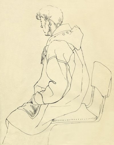 Sitzender Mann im Dufflecoat, ca. 1952 von Shirley Markham
