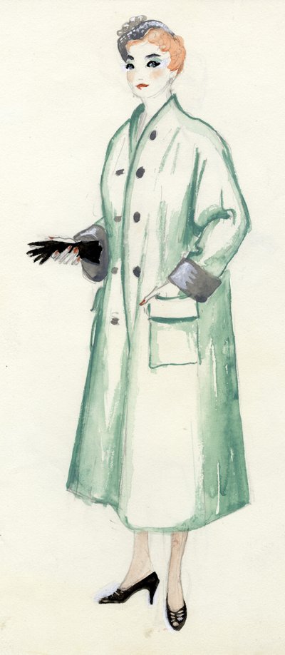 Frau im grünen Mantel von Shirley Markham