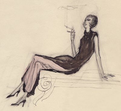 Frau, die raucht, ca. 1950 von Shirley Markham