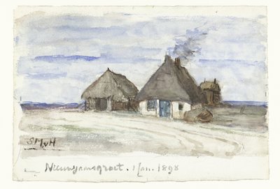 Neujahrsgruß mit Bauernhof von Sientje Mesdag van Houten