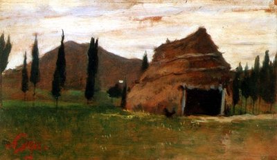 Landschaft mit Strohhütte von Silvestro Lega