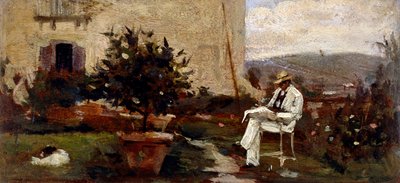 Luigi Tommasi im Garten von Silvestro Lega