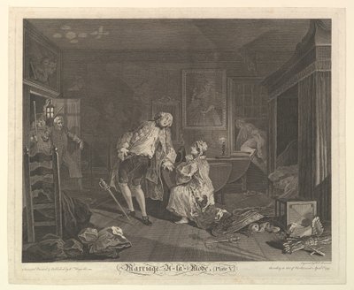 Marriage A-la-Mode, Tafel V, April 1745 von Simon Francois Ravenet