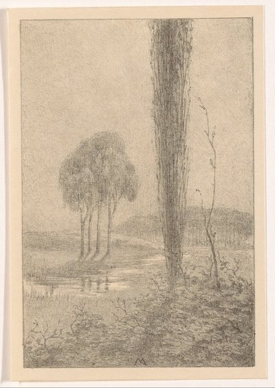 Landschaft mit Bäumen und Bach von Simon Moulijn