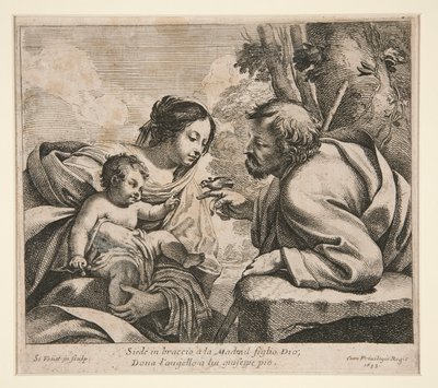 Heilige Familie mit einem Vogel von Simon Vouet